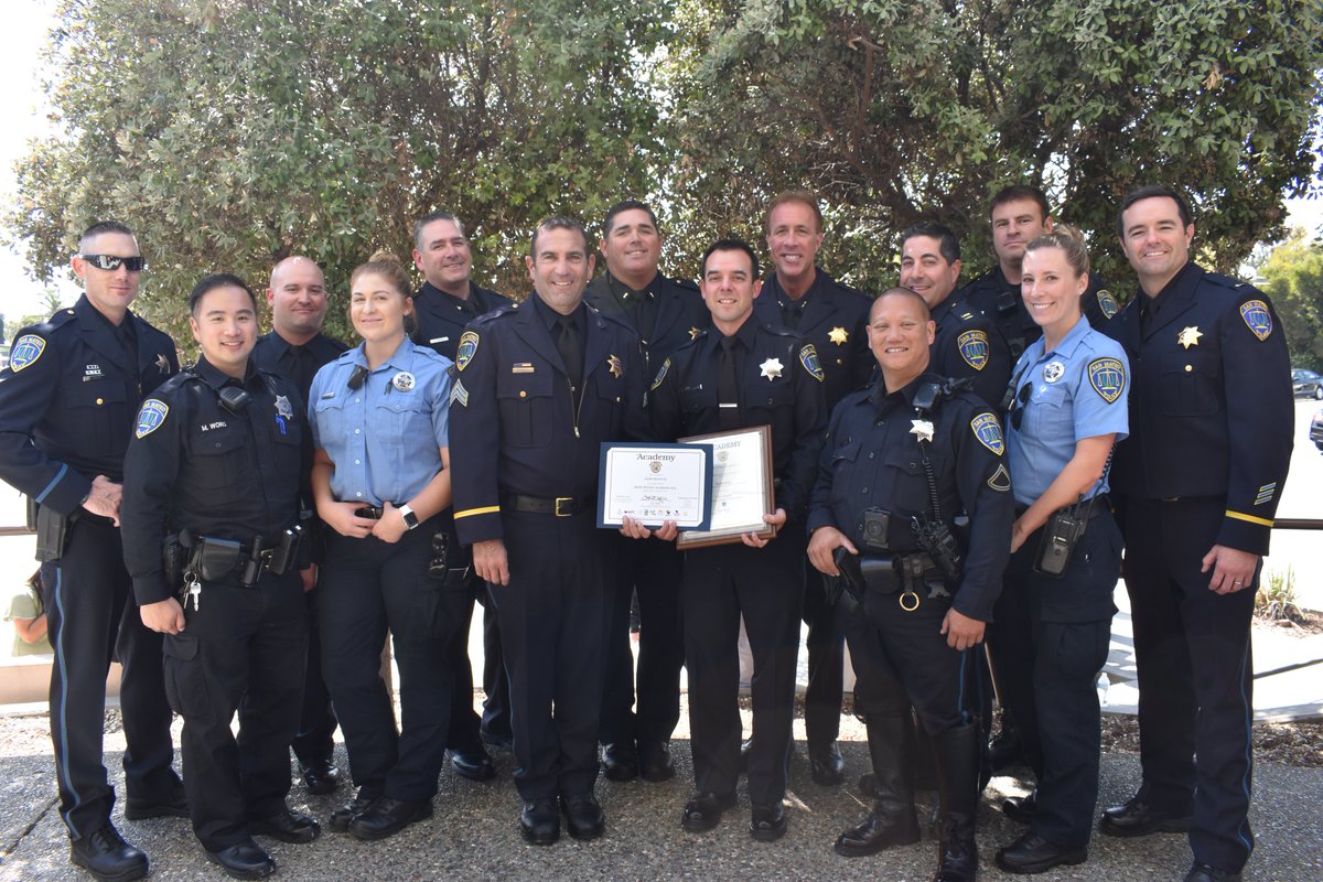 SanMateoPD's tweet photo. We welcome our newest member, Aldo Bianchi, to the SMPD family. He graduated the #policeacademy today with the award for Leadership. #SB141 https://t.co/xIT5tKF1lD
