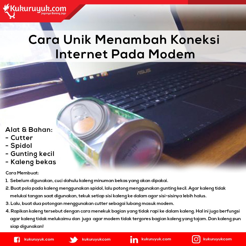 KukuruyukCom's tweet photo. Punya masalah dng sinyal modem kamu? Ini dia, cara unik untuk memperkuat sinyal modem km dng cara yg sederhana,Selamat mencoba! :) #TipsKuku https://t.co/SvQjdkiX2y