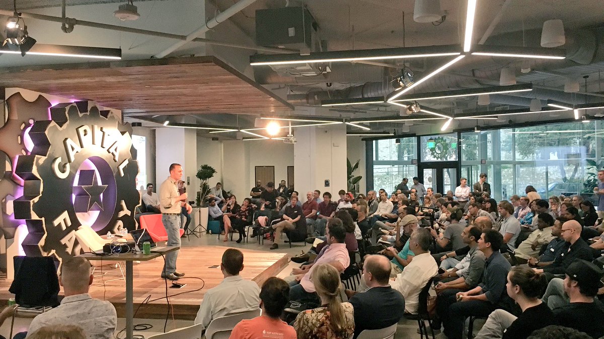 Always enjoy hearing @databrett speak! Standing room only <a href="/CapitalFactory/">Capital Factory ⚙️</a> for this month's <a href="/FinTechAustin/">FinTech Austin</a> event 🤘🏽