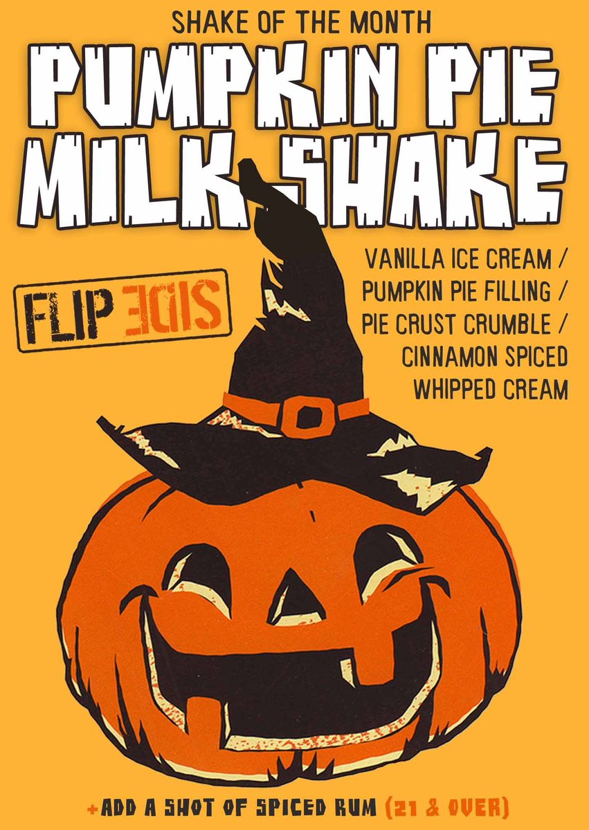 FlipsideFlats's tweet photo. Another month, another special. Cheers your way to a good time with these October specials; Pumpkin Pie Milkshake &amp; Oktoberfest Burger. https://t.co/iafbeNxTxP