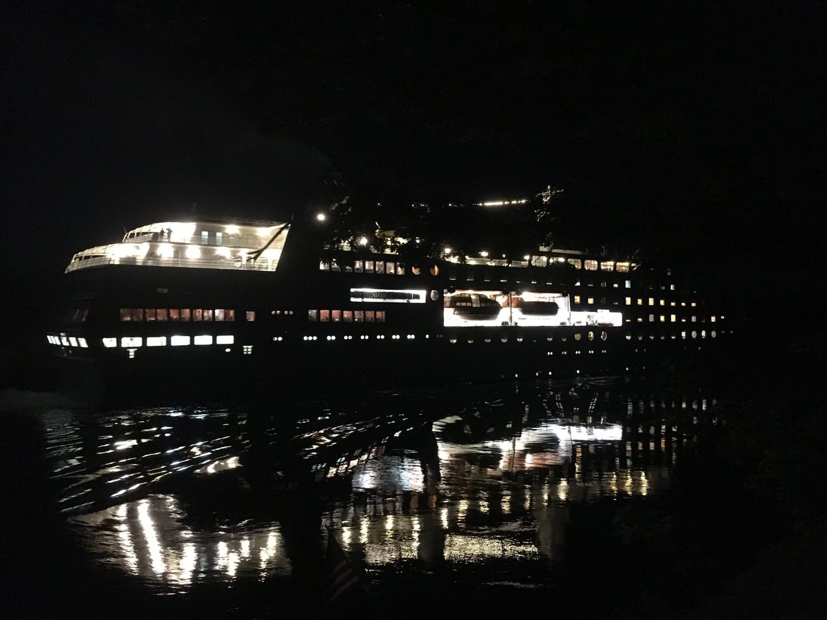Cruise ship Hamburg in the American Narrows tonight! #visit1000islands