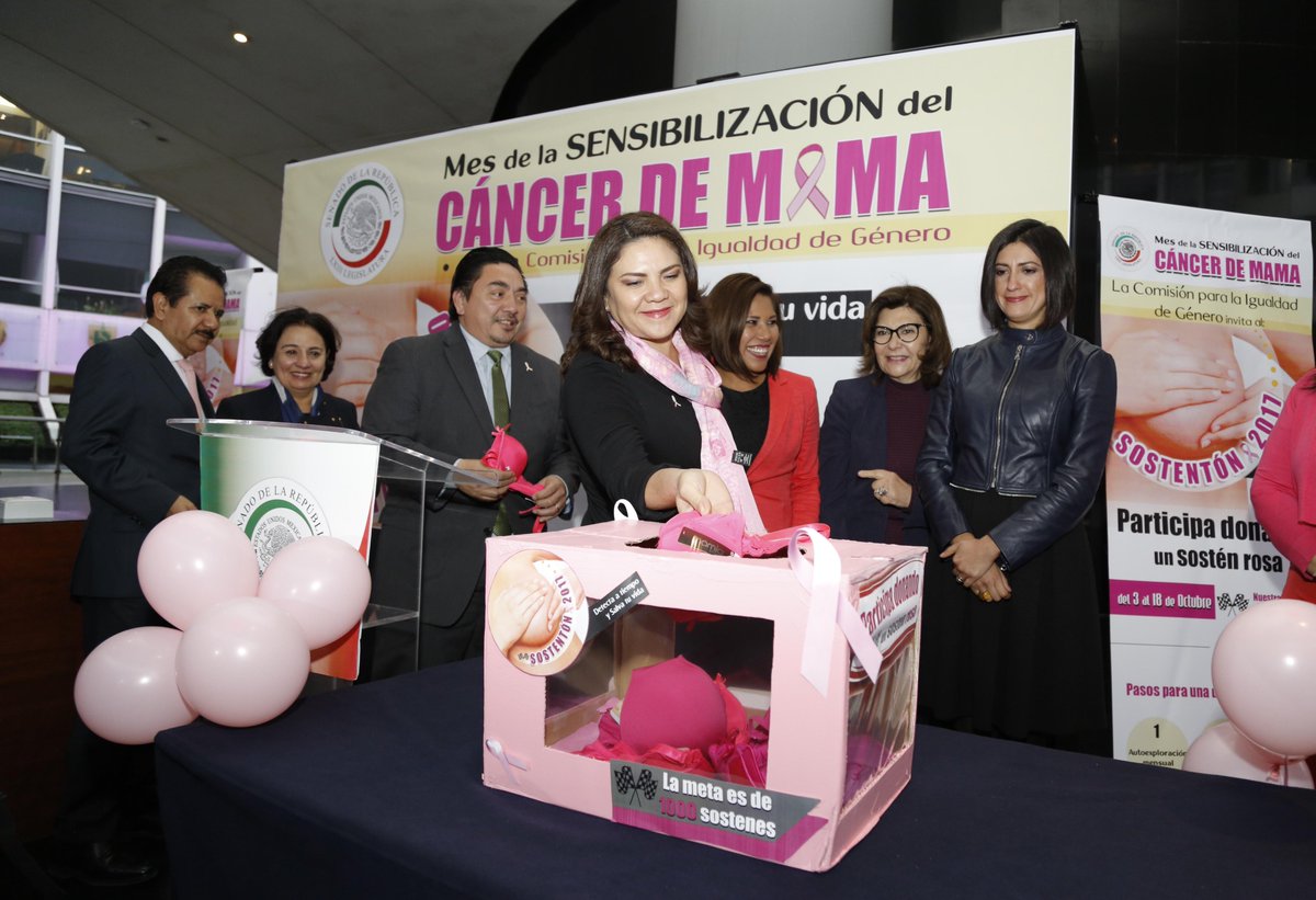 SenadoresdelPAN's tweet photo. Banderazo de salida del Sostentón 2017, convocado por la Comisión @igualdadsenado en el marco del mes de sensibilización del #CáncerDeMama https://t.co/kkLlG9260T