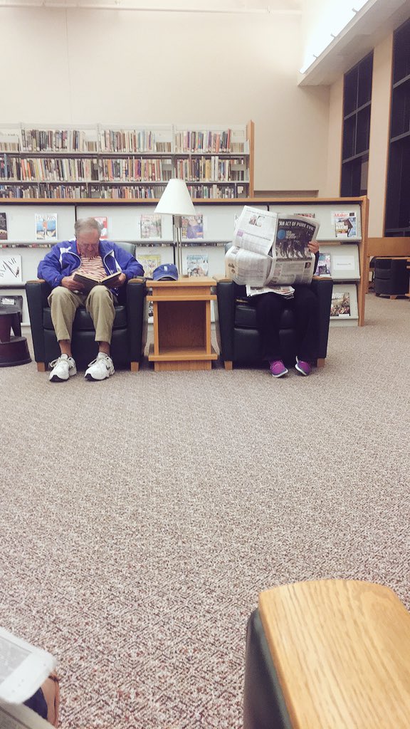 Jsanguanotv's tweet photo. It is never to late to be informed, Marie Arteaga (right) is following the latest on #Vegasshooting #Wallingfordlibrary #newsengagementday https://t.co/rewb7dS6oS