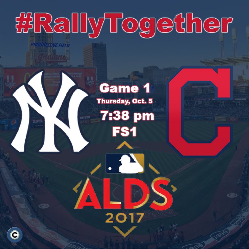 clevelanddotcom's tweet photo. The Indians will play the Yankees on Thursday to start the ALDS. Let's start it up. #Indians #ALDS https://t.co/EtYycugKGX