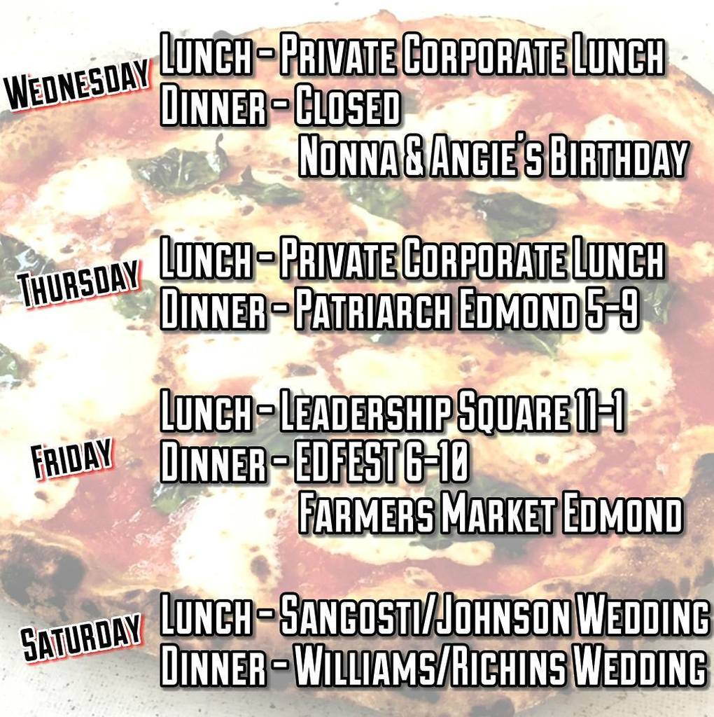 SauceeSicilian's tweet photo. Schedule For The Week Saucee Heads #WoodFiredPizza #CallAFoodTruck #FoodTruck #GetSaucee #SauceandBalls #OKCFoodTruck #SauceeSicilian #OKCF… https://t.co/agOL17ksb6