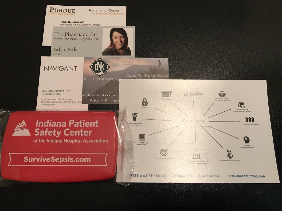 ErinLAlbert's tweet photo. A #swagbag roll call of info from #HealthCarDev 9/29: a collection of cards & 1st aid kit from @IHAConnect -thanks @milesprinting et al! https://t.co/CNiyucf8rE