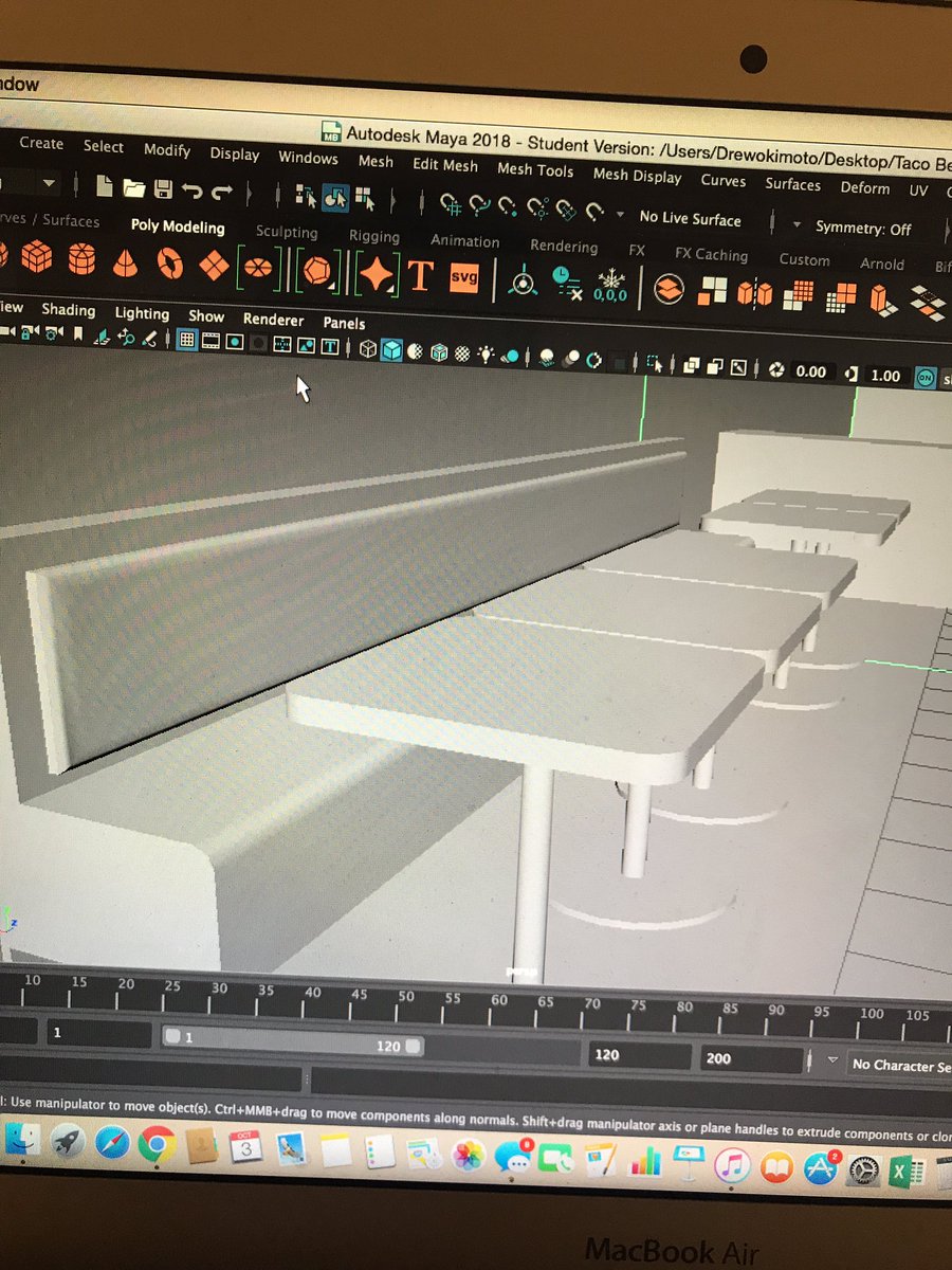 Hadrooken's tweet image. This maya class is so interesting, 2 weeks ago I had no idea how to model anything