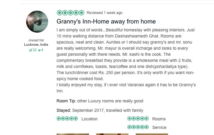 grannys_inn's tweet photo. yet another sweet review of the Granny's Inn ... wen u visit #varanasi - stay only at the #grannysinn #india https://t.co/EPsGHs4TvV