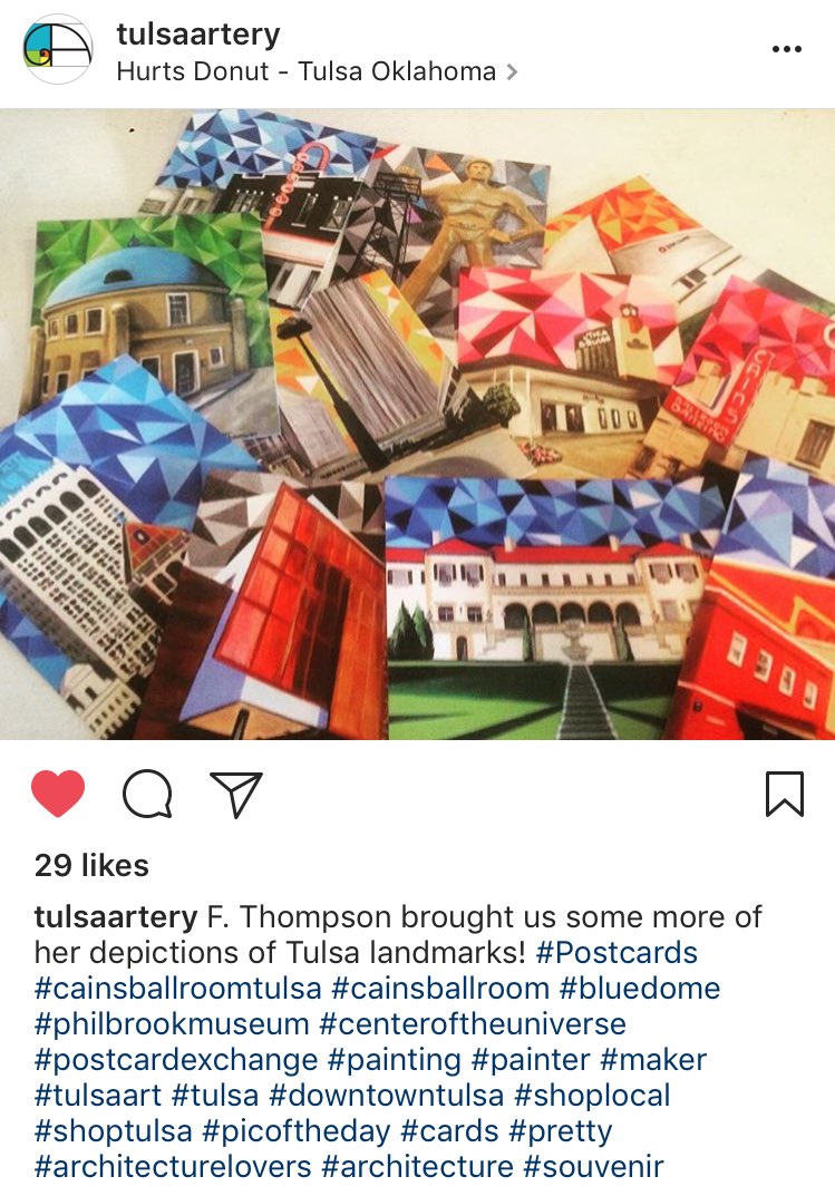 TheFThompsonArt's tweet photo. Tulsa Artery has the whole collection of my Tulsa Cityscape postcards https://t.co/Y0cvXAIISU