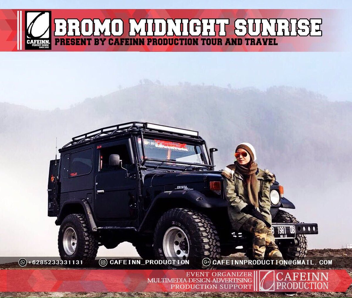 *Destinasi* 
-Penanjakan 1 
-Bukit Cinta 
-Savana widodaren 
-Kawah bromo 
-Pura luhur puten 
-Pasir berbisik