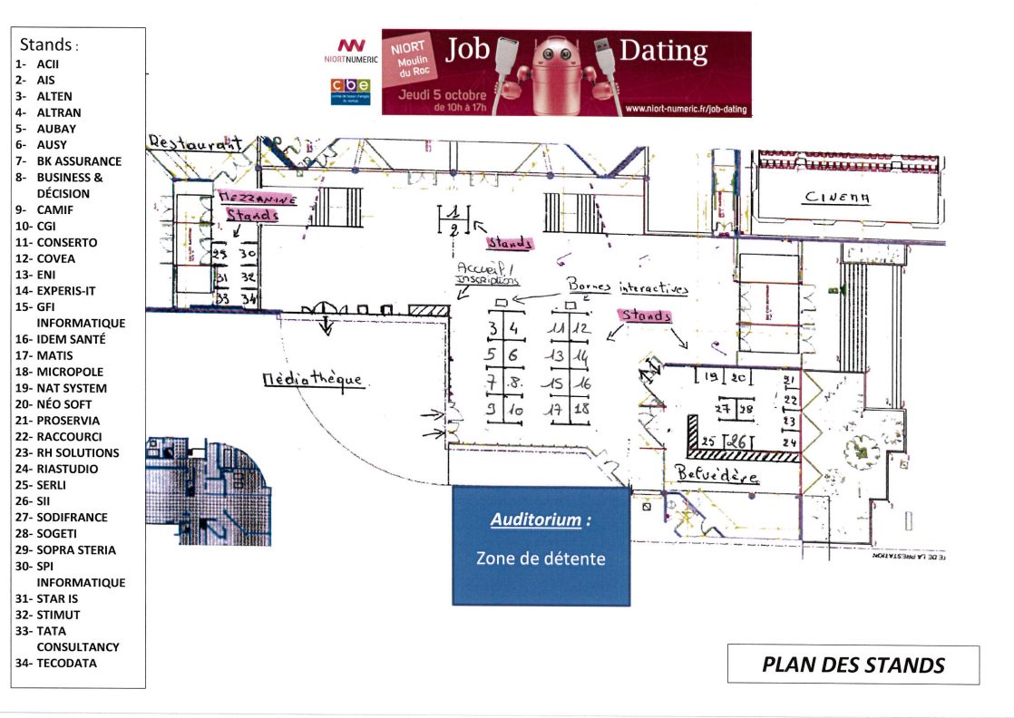 niort_tech's tweet photo. Pour préparer votre venue au job dating de ce jeudi au Moulin du roc, vous pouvez consulter le plan des stands. https://t.co/oWMg0z8uN0 https://t.co/osFVG34u0R
