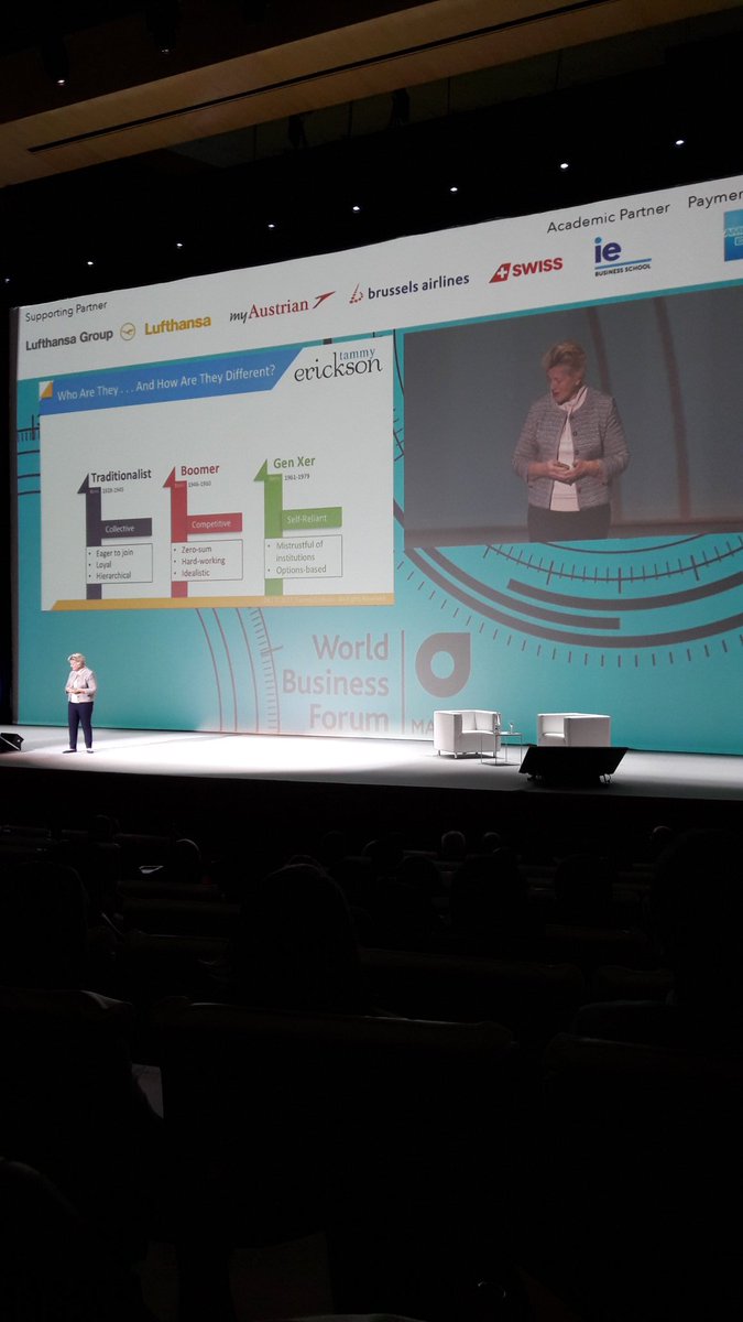 Cegid_Es's tweet photo. Hoy en el World Business Forum Tamara Erickson nos da las claves sobre las diferentes generaciones #WOBIMAD @wobi_es #RRHH https://t.co/iv9azMzSBu