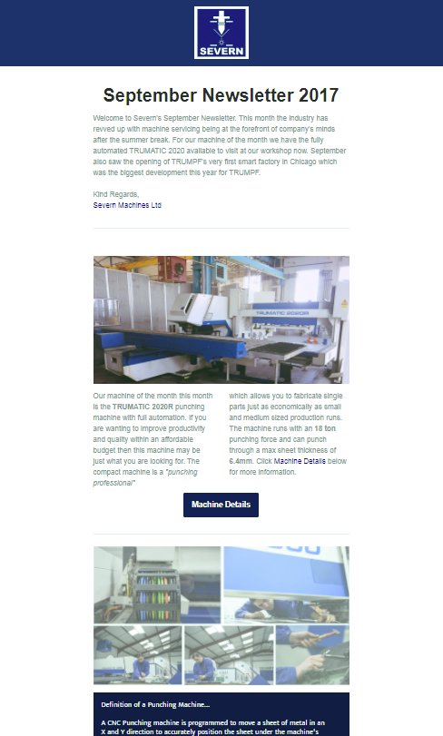 SevernMachines's tweet photo. Have you read our latest newsletter? Sign up to our mailing list by visiting https://t.co/6mohSDBgNg #TRUMPF #SheetMetal #Newsletter https://t.co/nPwJinHkOL