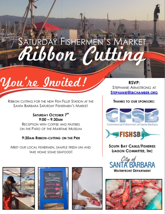 sb_waterfront's tweet photo. Come join us this Saturday to celebrate the new fillet station at the Saturday Fishermen's Market! 🎀✂️🎣 #fishermen #workingharbor https://t.co/6RM6F2MzQ8