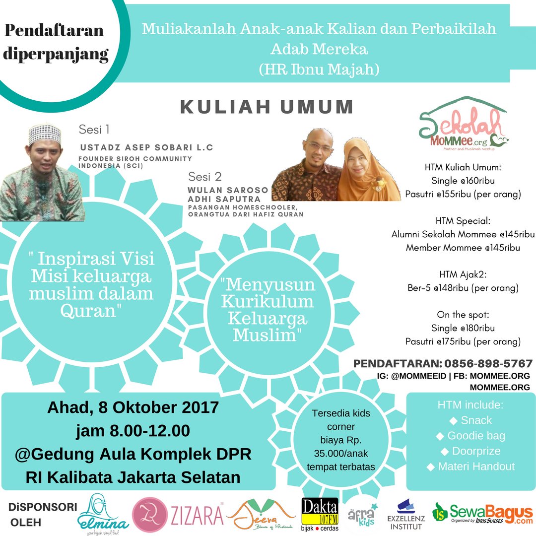 8 Okt ini ada Acara Spesial!

Ikutan Kuliah Umum Sekolah Mommee yuuk 😉
📲 Info pendaftaran :
0856-898-5767 (WA/SMS)