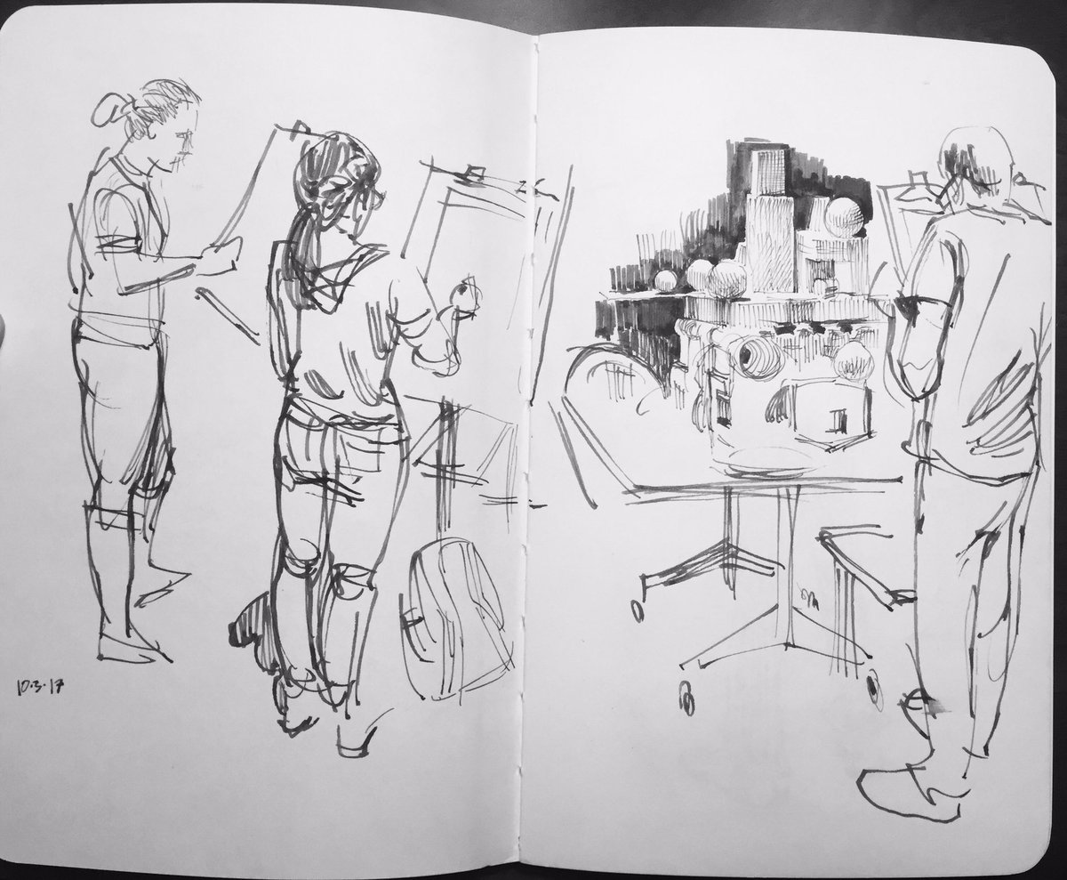 #inktober2017 day 3 is also day 1 for me as visiting artist at the University of Wyoming. Here's the Drawing 1 class sketching a still-life. 