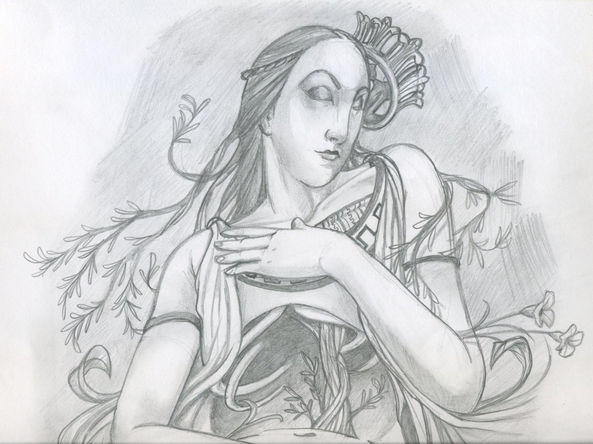JSShallenberger's tweet photo. One of my pencil sketches title THE MADONNA EVE. https://t.co/03HgFuA1FV