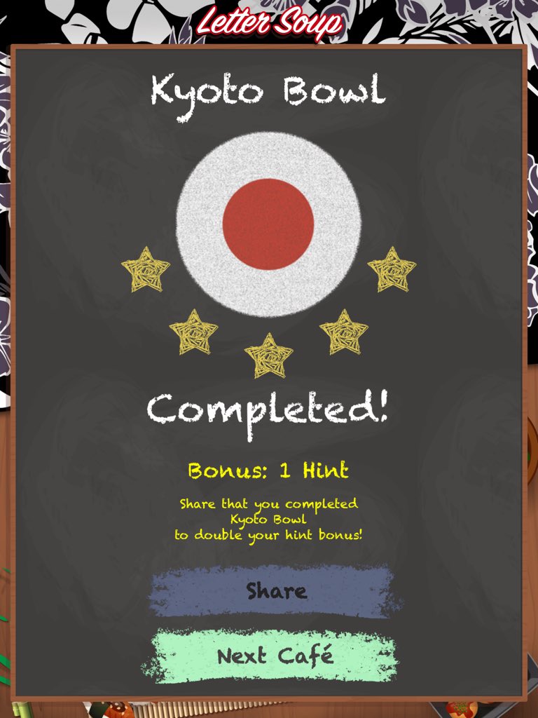 hyacinthaj's tweet photo. I just completed Kyoto Bowl in Letter Soup!

Download FREE for iOS:
https://t.co/FC3JMPQ636 https://t.co/Abl4fi7DRH