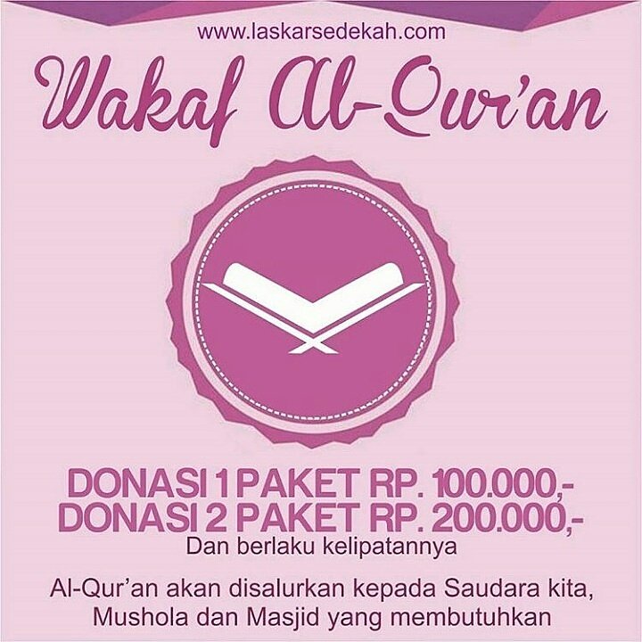 Wakaf Al - Qur'an | BCA: 8020161516, Muamalat: 5310012834 A/N: Ma'ruf Fahrudin| KONFIRMASI ke 089671937773