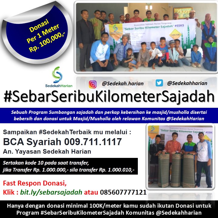 Ikutan Donasi Aksi #SebarSeribuKilometerSajadah Yuk Klik bit.ly/sebarsajadah dan gabung jadi relawannya ya