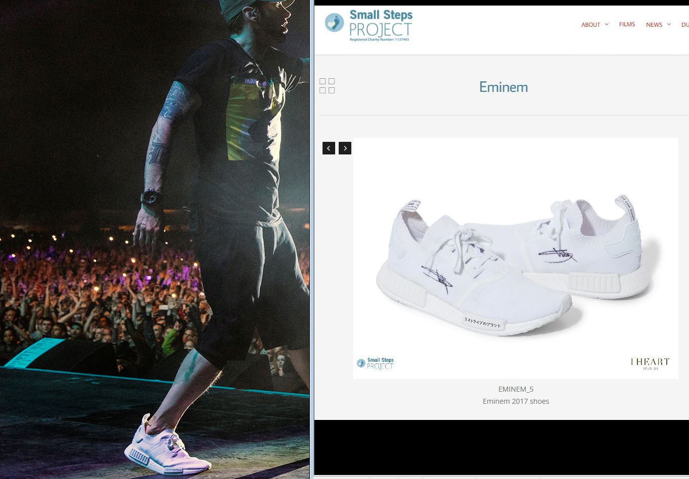Eminem & Shady News on Twitter: "The Sneakers Eminem donated to Small Steps  Projects are the same type Adidas he wore in Glasgow &amp; Reading. It's  not known if used or new.