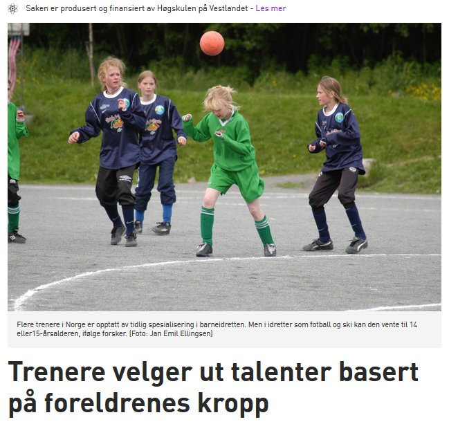Trenere velger ut talenter basert på foreldrenes kropp. bit.ly/2xTiDwi