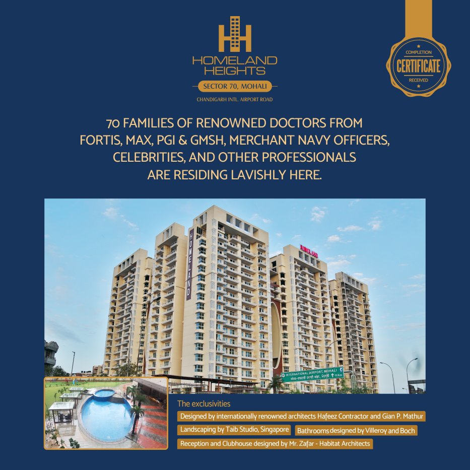HHMohali's tweet photo. 70+Familis of renowned doctors from Fortis, Max, PGI, Merchant Navy Officers, Celebrities &amp; other professionals are residing lavishly here. https://t.co/s8MDQPYEb1