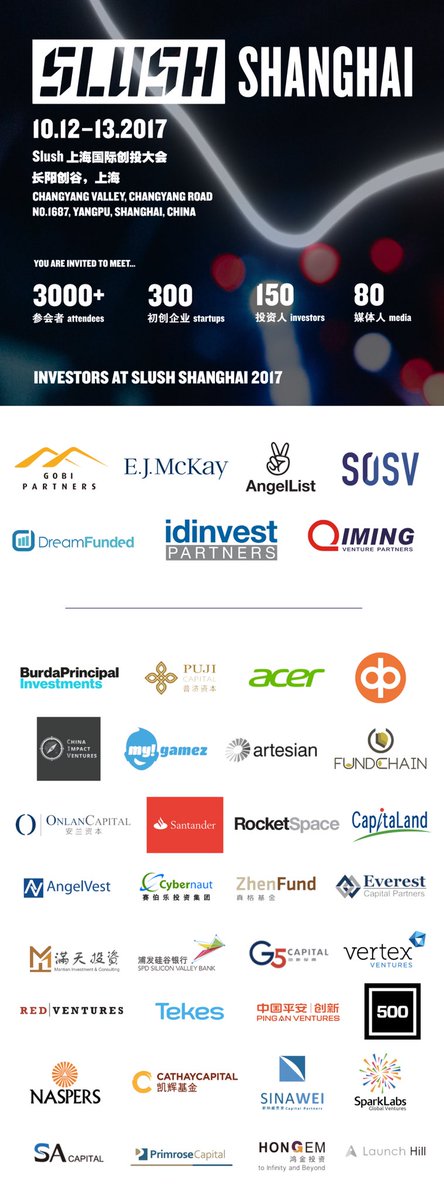#slushshanghai Top tier investors will be coming to Slush Shanghai this year, check them out!