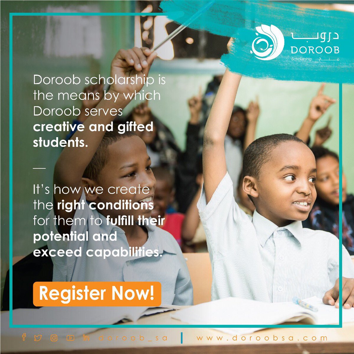 doroob_sa's tweet photo. If you are wondering what is Doroob Scholarship then here is the answer.📚📝🏫 #doroob_scholarship #doroob #scholarship #education https://t.co/vmulo8rjUH