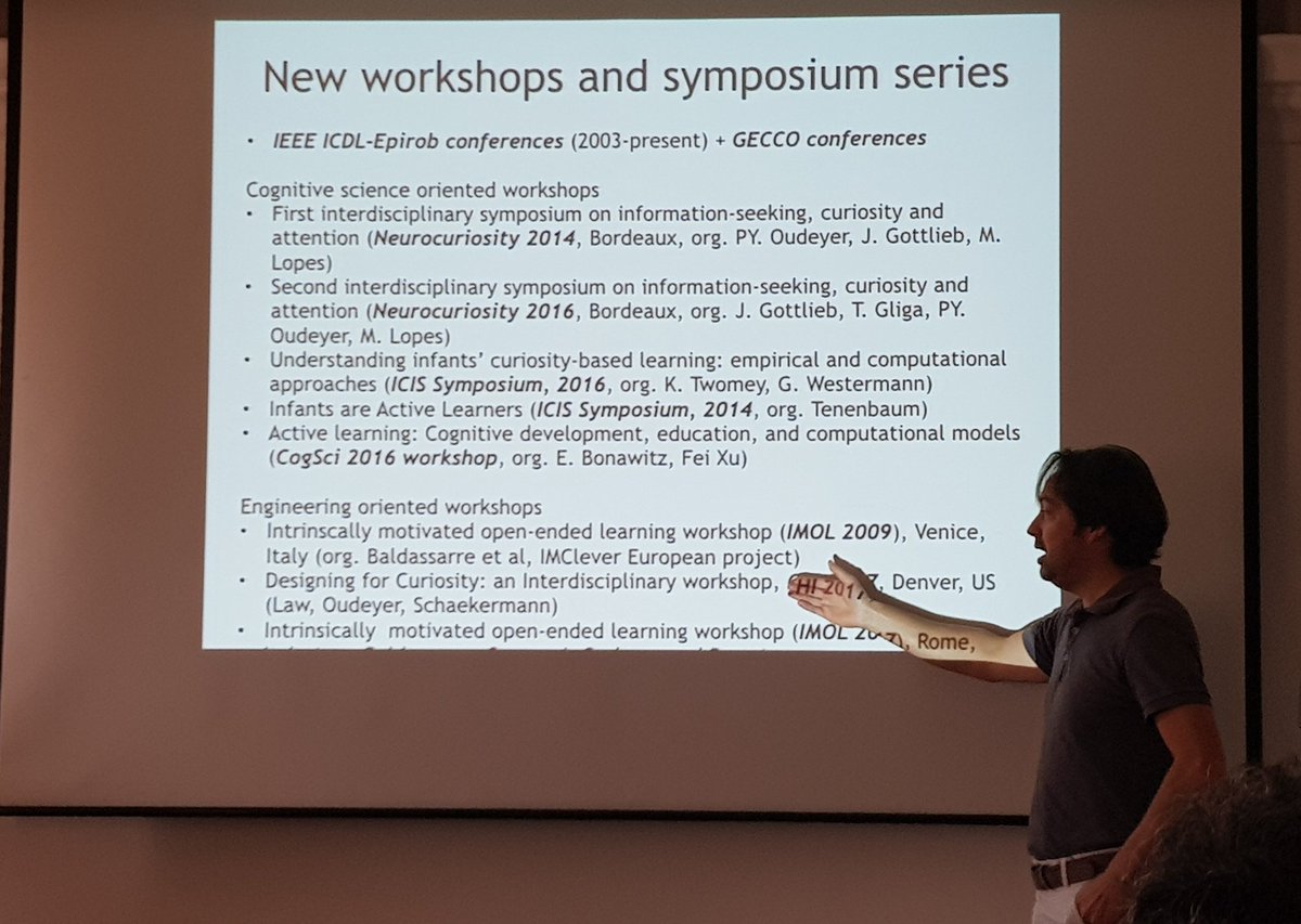 DevRobNews's tweet photo. Many events going on these days surrounding #DevRob intrinsic motivations -- @pyoudeyer at #imol2017 https://t.co/XNno2lewfd