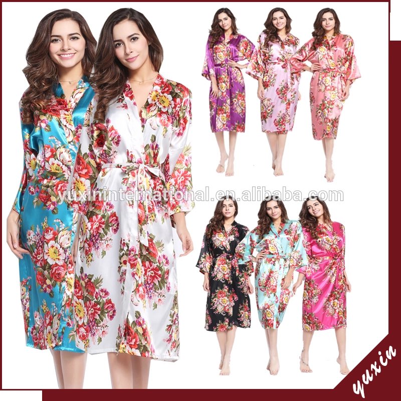 Bridal silk satin long floral robe bathrobe Custom made women robe FRL005 f2rq3.app.goo.gl/?link=https://…
