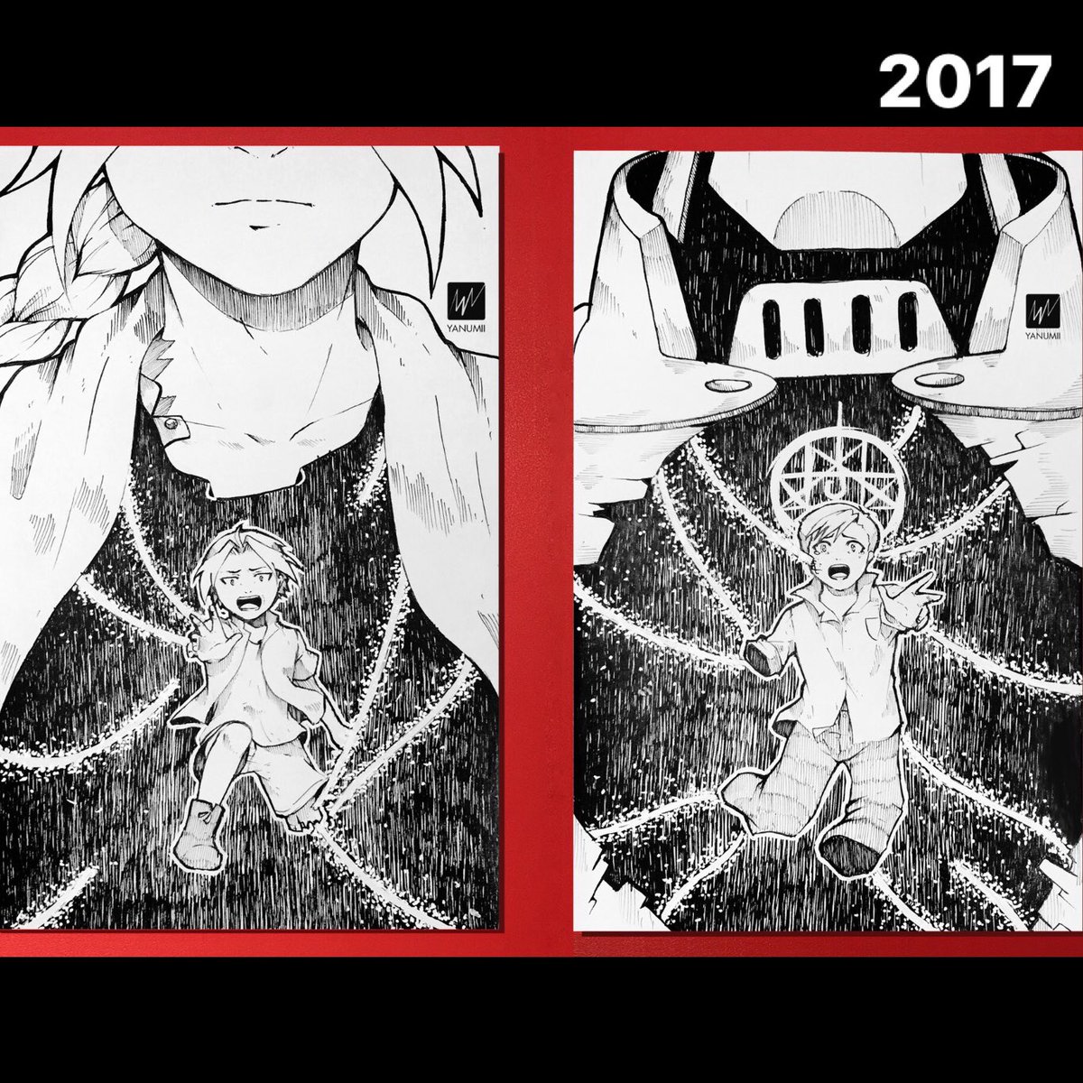 Every year I tell myself I'll make a digital tribute for FMA day, and every year I fail to make it happen 😂

all my #fmaday art since 2014!