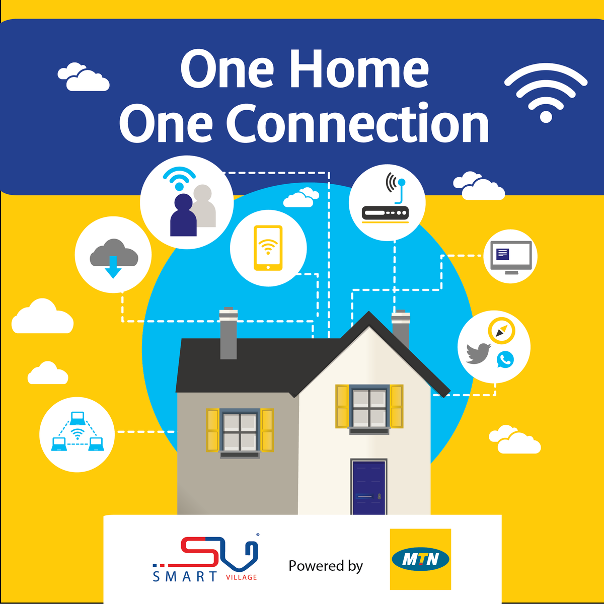 SmartVillageSA's tweet photo. One home, one connection. 
Connect your smart TV, gaming system, WIFI, VOIP &amp; security system all through your Fibre! #FTTH https://t.co/4Fr3Svr7kH