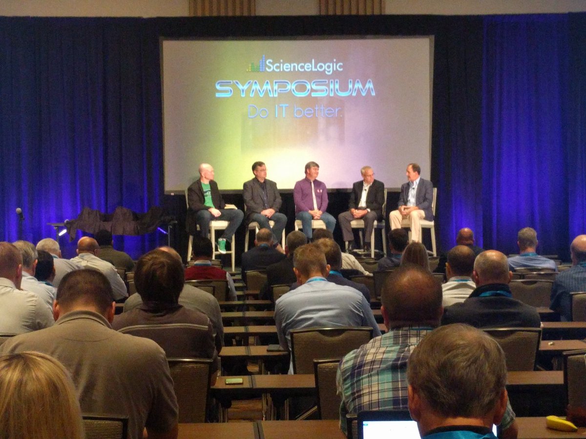 ScienceLogic's tweet photo. Discussing the future of IT in the Customer Panel of Futures #sciencelogic17 https://t.co/ZOFIo5XFHM