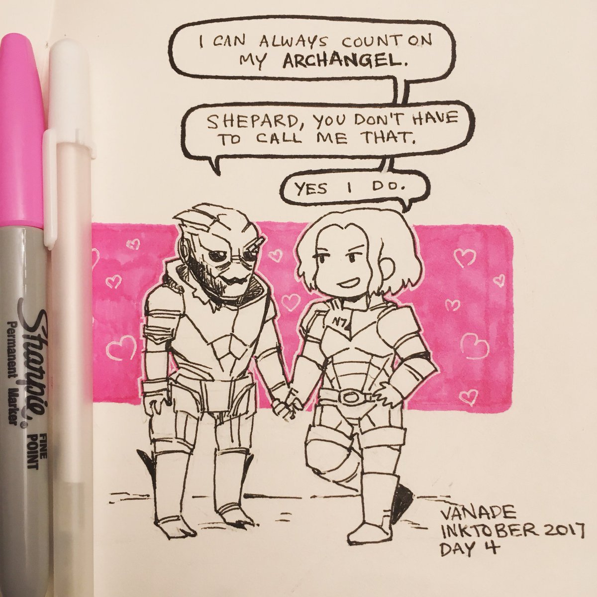 veetwentythree's tweet photo. #Inktober Day 4: There's no Shepard without Vakarian ❤️ #MassEffect #Shakarian https://t.co/UmBy6KqEMG