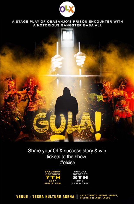 jijing_team's tweet photo. Share your OLX success story & get a chance to win tickets. #OLXis5 #IndependenceGiveaway #NigeriaAt57 #OLXSuccessStory #Giveaway https://t.co/bnNKEr7ulP