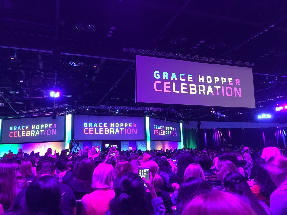 quicola's tweet image. Ready to celebrate with an amazing crowd of tech women #ghc17 #ibmresearchai