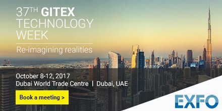 EXFO's tweet photo. Going to #GITEX2017? Make sure to see us at our partner’s booth — Alpha Link Technology (Z-B10) in Zabeel Hall. Transform your pains into gains, find out how @EXFO can help you build #networksofthefuture one step @ a time! https://t.co/gYUceeZ4Gh https://t.co/DnYCvVDCr9
