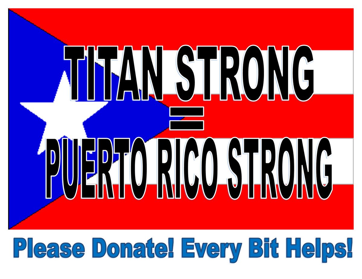 TroyTitan2's tweet photo. THE PEOPLE of PUERTO RICO need OUR HELP!Donation boxes at all lunches, B138, Security office, T-stop and Front Office! Every Penny Helps! https://t.co/XldotzBCcR