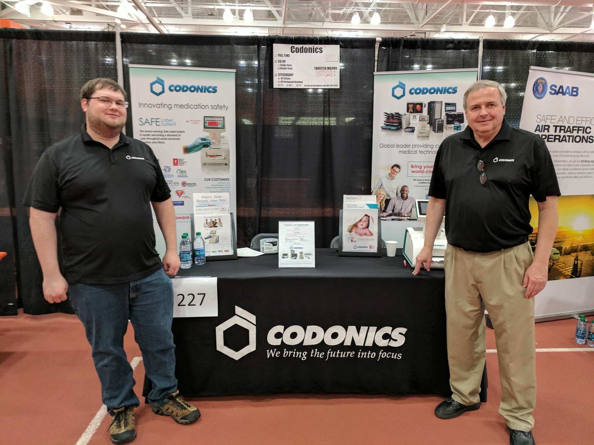 grrvin's tweet photo. Good morning @RITtigers! Looking for a Software Engineering Co-op? Check out Codonics &amp; our cool products. @RITCareers #RITCF Table 227 #RIT https://t.co/C7ot9IjiMK