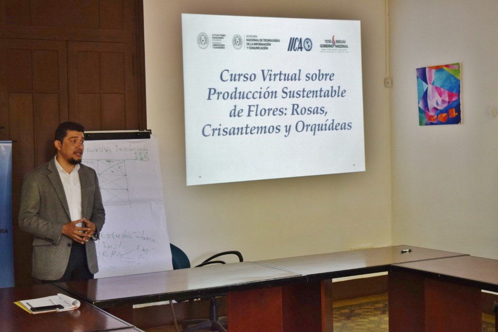 iicaparaguay's tweet photo. [Ahora] Lanzamiento Oficial del Curso Virtual sobre Producción Sustentable de Flores: #Rosas #Crisantemos #Orquídeas 
#DEA #MAG #SENATICs https://t.co/LrsdxZwtnm