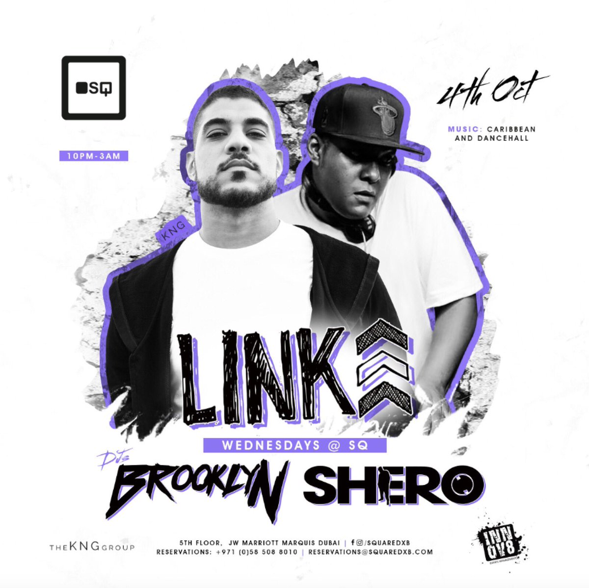 innov8uae's tweet photo. Link Up with @djbrooklyndxb &amp; @sherodj at Square 5th floor JW Marriott Marquis TONIGHT! #LinkUp #Dancehall #Caribbean #Dubai FREE ENTRANCE https://t.co/5WnC7OuZr8