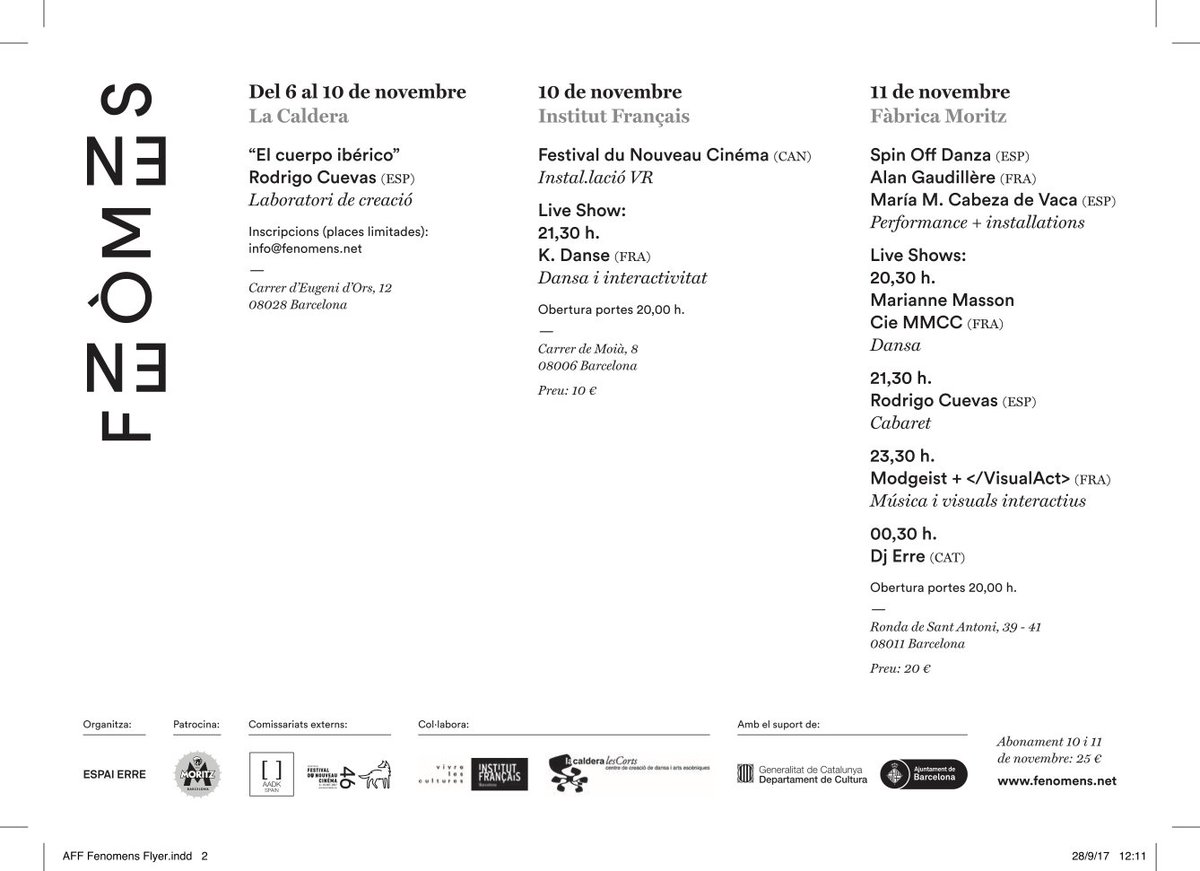 espaierreBCN's tweet photo. Lineup dels artistes #fenomens2017 ! https://t.co/PA2KiwNK3D