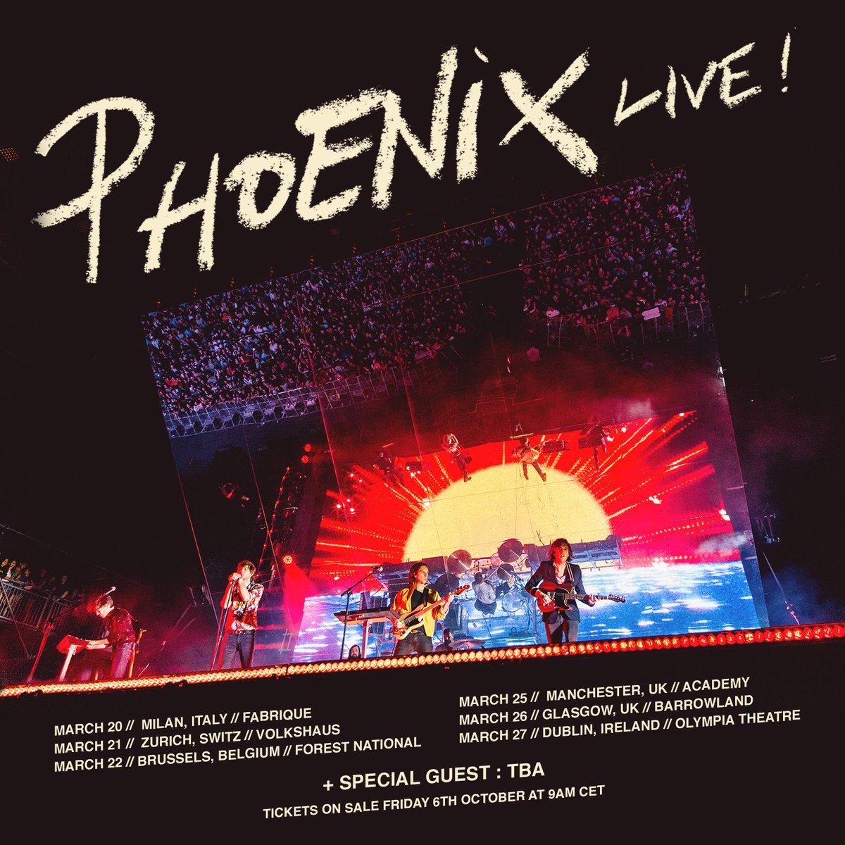 We'll be back to Europe for more shows in March! 
Milan > Zurich > Brussels > Manchester > Glasgow > Dublin 💘
wearephoenix.com/live