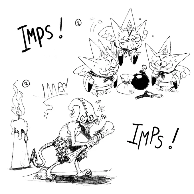 And here's today's #inktober ! . . . IMPS! I didn't have a description or reference, so mine got ... cute ... (ㅇㅅㅇ) 
