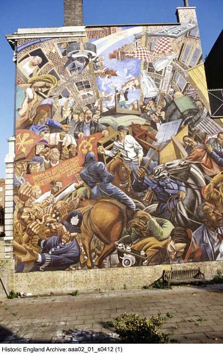 HE_Archive's tweet photo. @HistoricEngland The left side of the 'Battle of Cable Street' mural on the west wall of St George's Town Hall, Cable St. https://t.co/EoQf6wVfEj https://t.co/0fKp1CWUoZ