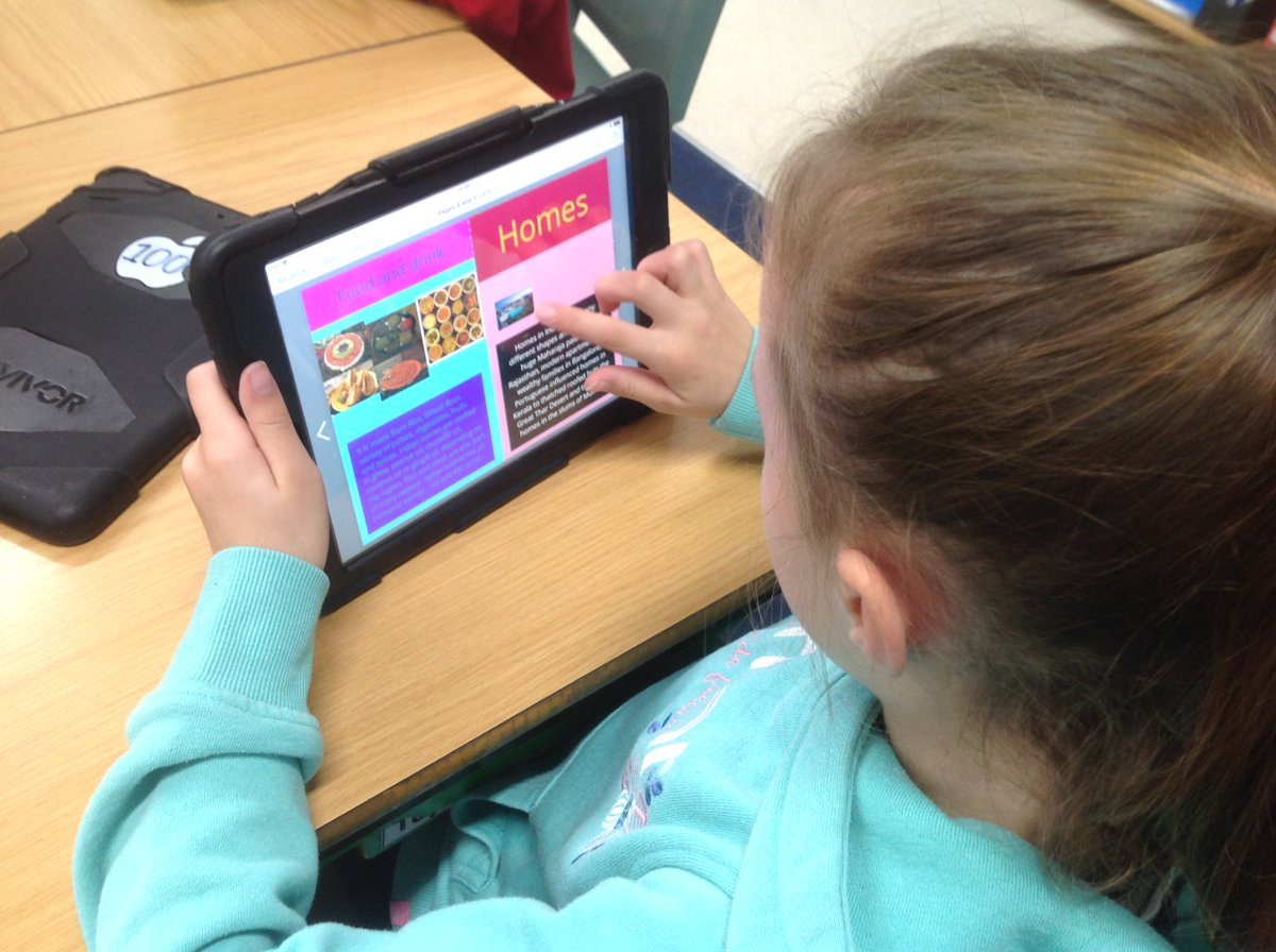 PDCSYr4's tweet photo. Year 4 are busy creating e-books on India using @BookCreatorApp and @PicCollage on the iPads. #DCF #DigitalCompetency #MultiApping @HwbNews https://t.co/ZGjjUbSnxo