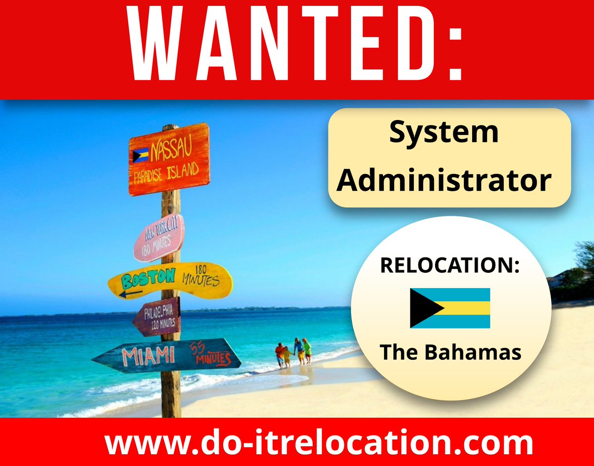 DoITRelocation's tweet photo. WANTED: System Administrator
RELOCATION: to The Bahamas
SALARY: 40,000 USD - 50,000 USD (net)

Visa sponsorship

JD: https://t.co/wSyp3t1xlz https://t.co/KvaggUbZCD