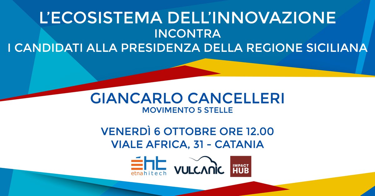 Incontriamo i candidati alla Presidenza per confrontarci su imprese e innovazione. Presto il calendario completo 
#regionali #sicilia