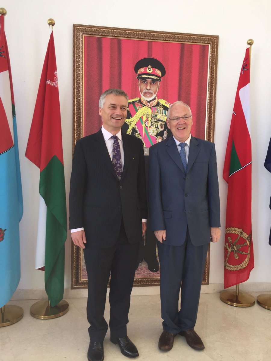 tcdglobal's tweet photo. Provost and President of Trinity College Dublin @pjprendergast toured the campus of MTC in Oman this morning with Dean of @mtcoman Professor Eugene Coyle. The Provost is due to give a talk on the E3 Institute and give a seminar on innovation in Engineering today #trinityglobal https://t.co/viuomBlEgS
